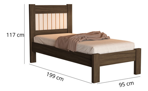 Cama Bella Solteiro Com Colchão Mdf 199cm 95cm