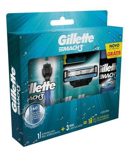 Kit Gillette Mach3 Acq-grip 1 Ap,3 Cart E Gel De Bar