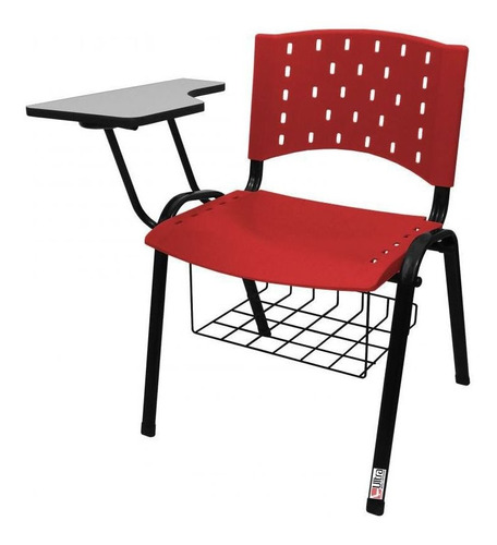 Cadeira Universitária Plástica Vermelha Kit 10 Ultra Móveis