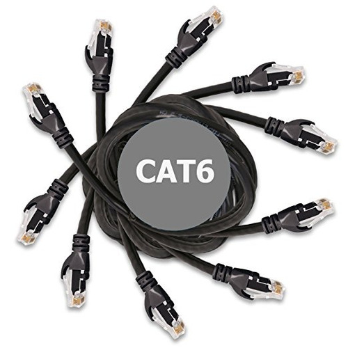 Dynacable Cable Ethernet Cat6 - 2 Pies / 5 Pack - Black-alta