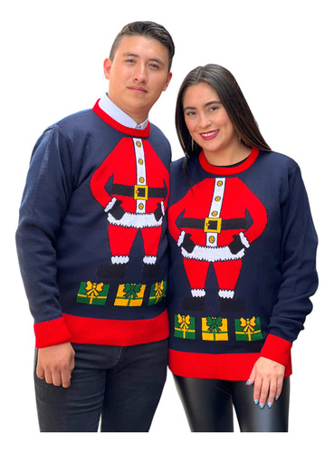 Sueter Navideño / Ugly Sweater Con Santa Con Regalos Adulto