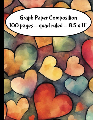 Libro: Graph Paper Composition Notebook, Hearts Design, 4x4 