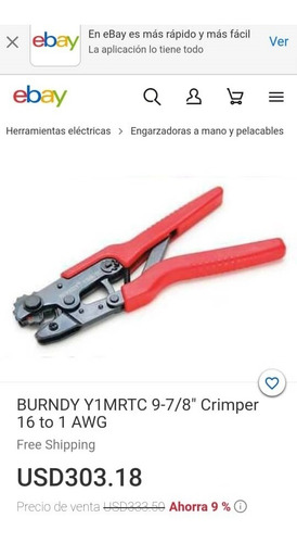 Prensa Terminal Burndy , Tipo Reache, Carraca Matraca, Y1mr