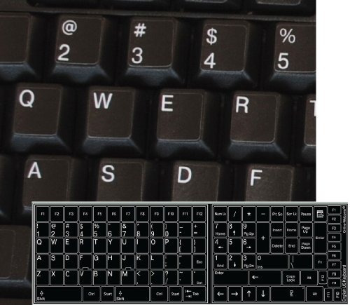 Reemplazo Español Inglés Teclado Etiqueta Engomada Fondo Neg