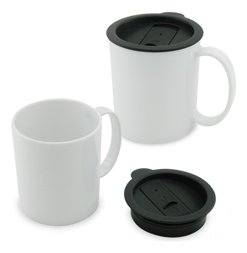 Mug Con Tapa Grande X2 Unidades