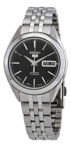 Seiko 5 Reloj De Hombre De Acero Inoxidable Con Esfera Negr.