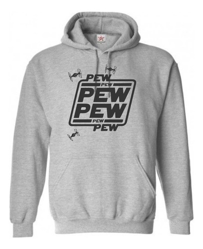 Sudadera Star Wars Logo Pew Pew Naves Con Gorro  