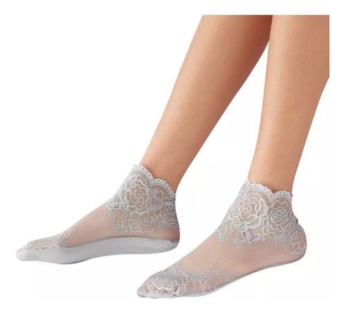 Li Calcetines Elásticos De Encaje Suave Y Transparente For