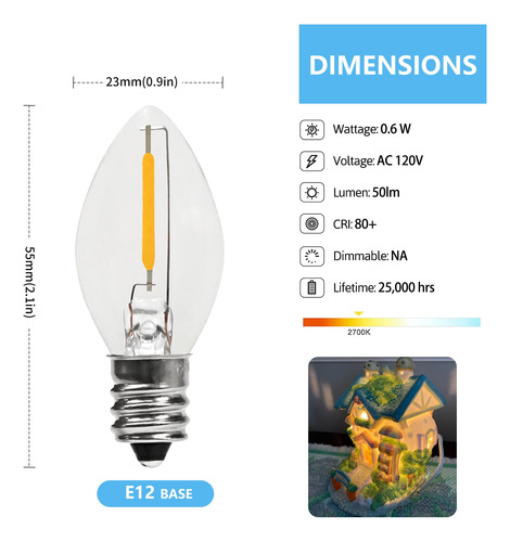 Juego De 2 Cables Con Bombilla Led De 1,8 Metros Para Decora