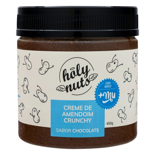 Imagem 1 de 2 de Creme de Amendoim Crunchy com Whey Chocolate Holy Nuts Pote 450g