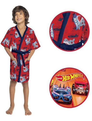 Roupão Infantil Banho Praia Aveludado Hotwheels P - Lepper