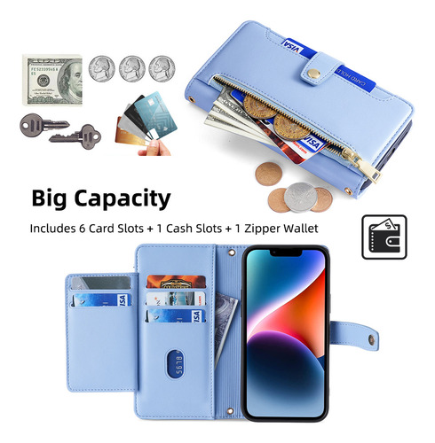 Funda De Cuero Para iPhone Carcasa De Bolsa Con 2 Correa