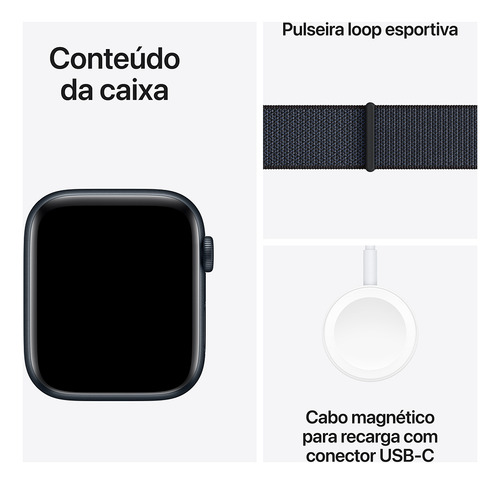 Apple Watch SE GPS + Cellular • Caixa meia-noite de alumínio – 44 mm • Pulseira loop esportiva tinto - Excelente (Recondicionado)