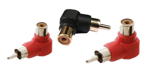 Kit 3 Conectores Plug Adaptador Rca 90 Graus