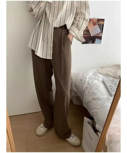 Camisa De Manga Larga Con Botones A Rayas Para Mujer