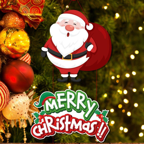 Para Cartel Colgante De Puerta De Feliz Navidad, 1 Par De