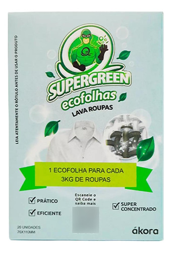 Lava Roupas Supergreen Ecofolhas - 20 Unid.