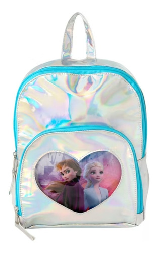 Mochila Niñas Metalizada Bolsillo Corazon Frozen