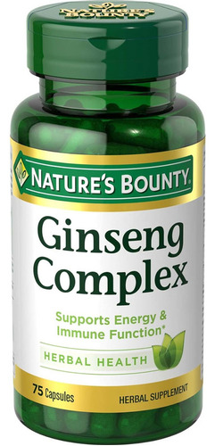 Ginseng Complejo Natures Bounty Suplemento Hierbas 75 Cap