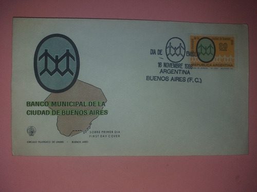 Sobre Primer Dia Banco Municipal De La Ciudad De Bs As 1968