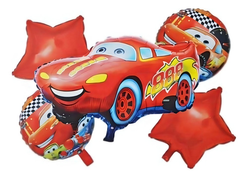 Set De Globos Cars Acelera La Diversión Con 5 Piezas