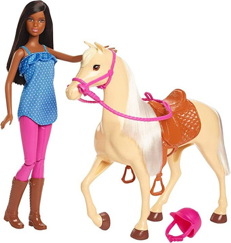 Muñeca Barbie, Morena Y Caballo, Regalo Para Niños De 3 A 7