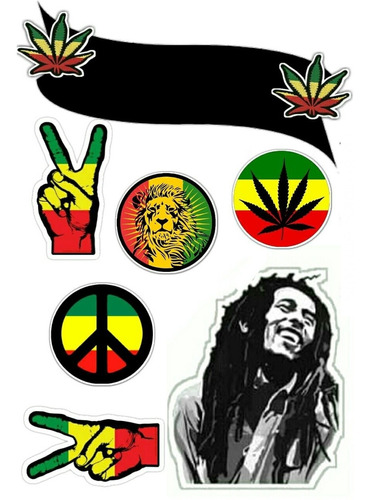 Topo De Bolo Topper Decoração Bob Marley Personalizado