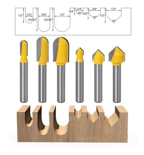 Set Fresas Ranurado Vastago 6mm  Router Fresadora Tupi Cnc