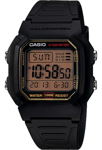 Reloj Hombre Casio W-800hg Luz Sumergible Alarma Multiple