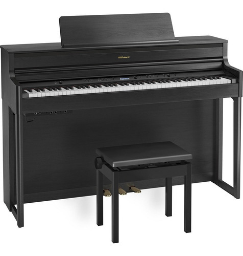 Piano Digital Roland Hp704 Charcoal Black C/ Banco E Estante 110V/220V