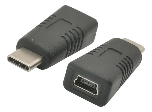 Cabo Adaptador Otg Mini-b V3 Fêmea Para Type Tipo-c Macho Cor Preto