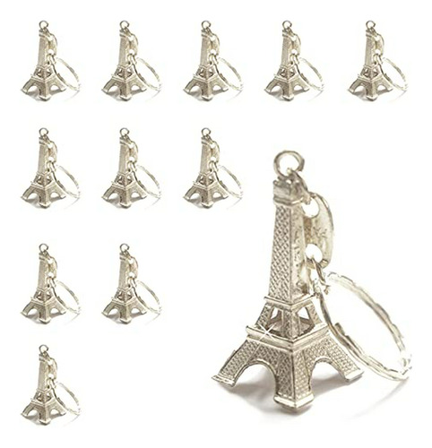 Llavero De Torre Eiffel Plateado - Pack De 12