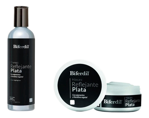 Biferdil Kit Shampoo 295 + Mascara 150 Reflejante Plata