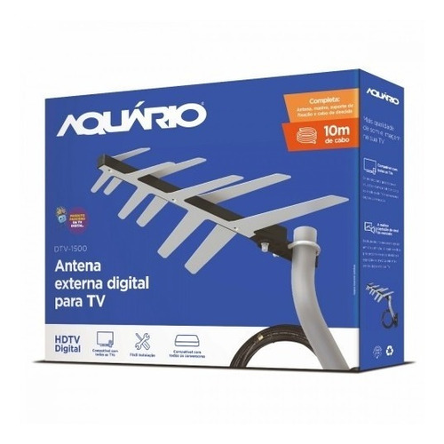 Kit Antena Externa Digital Aquário Dtv-1500 + Acessórios