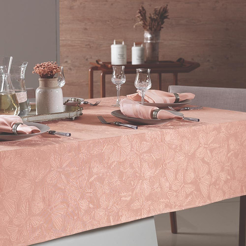 Toalha De Mesa Karsten Redonda 4 Lugares Jacquard Arbela Ros