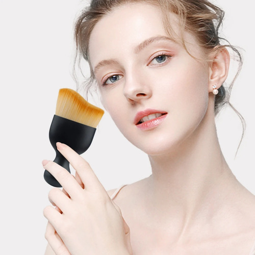 Brocha Curva Cuidado Facial Cerdas Suaves Maquillaje Base F