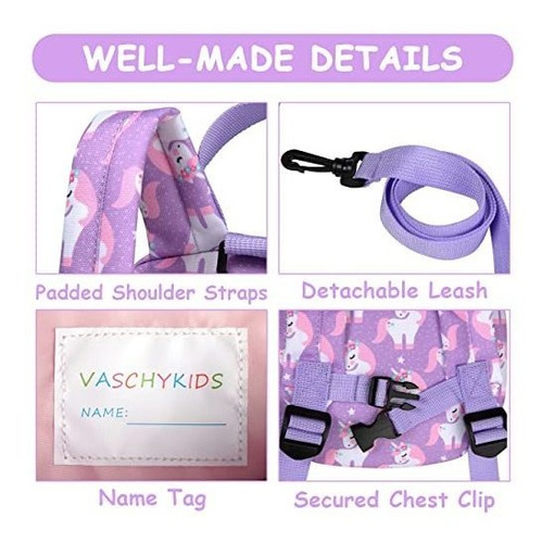 Mini Mochila Vaschy Con Correa Unicornio Violeta 4 Litros