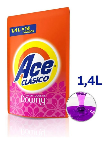 Jabon Liquido Ropa Ace Clasico Toque Downy Doypack 1,4lt