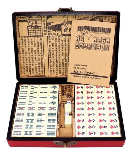 Juego De Mesa De Viaje Box Mahjong Tile Set