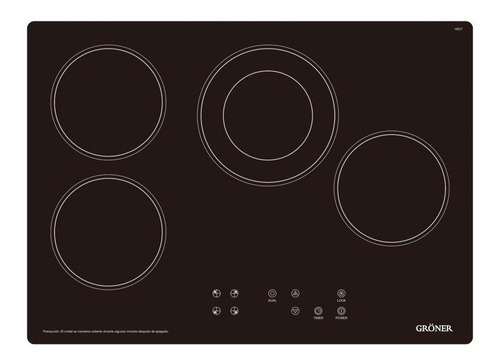 Imagen 1 de 1 de Encimera eléctrica Gröner HE4T-B negra 220V - 240V