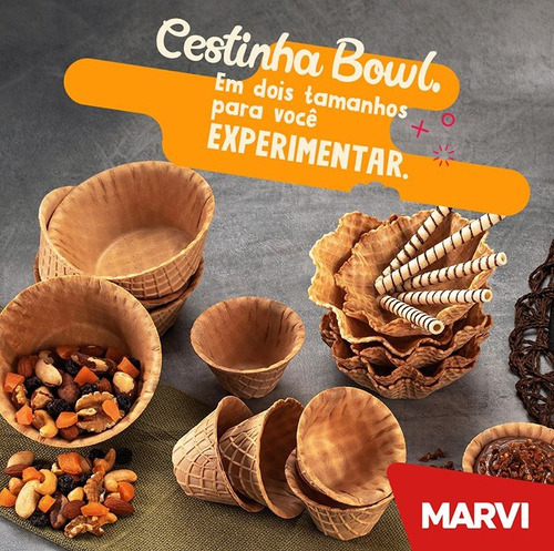 Cestinha Bowl 300ml Pote Comestível Açaí C/120 Un Marvi