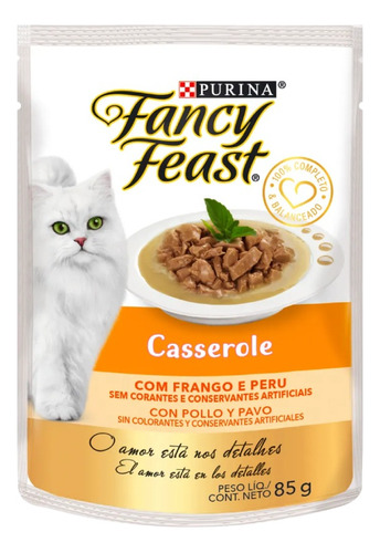 Pouch Gato Fancy Feast Casserole Pollo Y Pavo 85gr