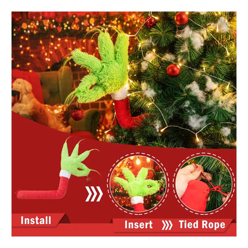 New Adorno Navideño For Decoración De Árbol 2 Manos Grinch