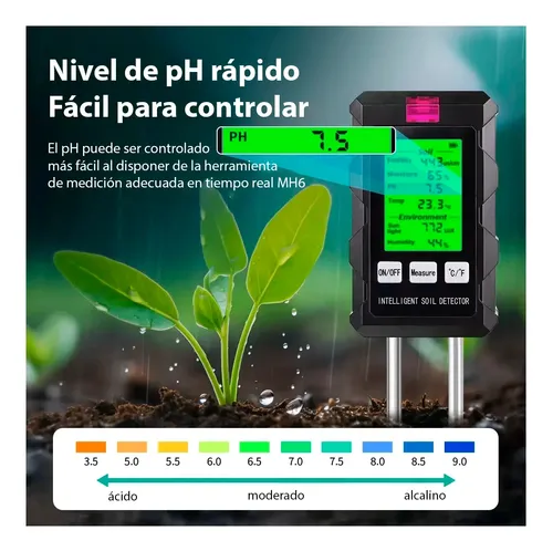 Conductímetro Suelo Tierra Sustrato Medidor Ec Ph Lux Temp
