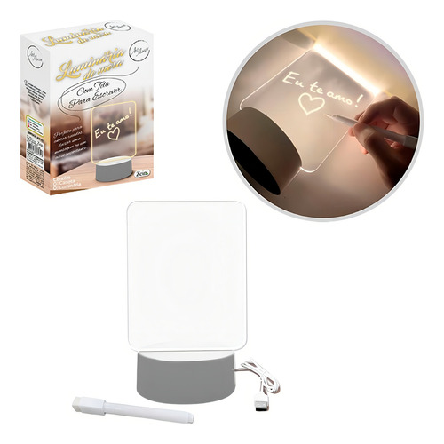 Luminária Abajur Luz Led 3d Escrever Tipolousa + Caneta Reta