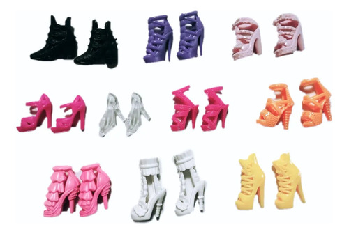 Set De 10 Zapatos Para Muñecas Barbie, Surtido De Colores