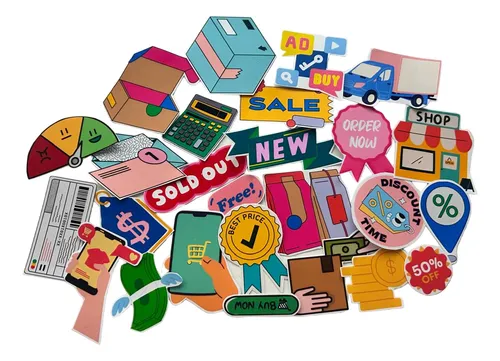 comprar Calcos Stickers X26 Packaging Tienda Para Termo, Compu Etc