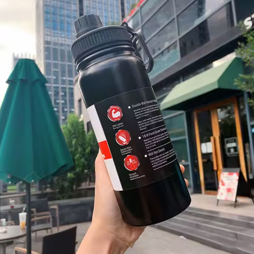 Botella Deportiva Vacuum Flask Doble Pared Frio Calor 600ml Negro