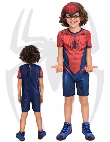 Fantasia Halloween Homem Aranha Com Máscara Pop Curto