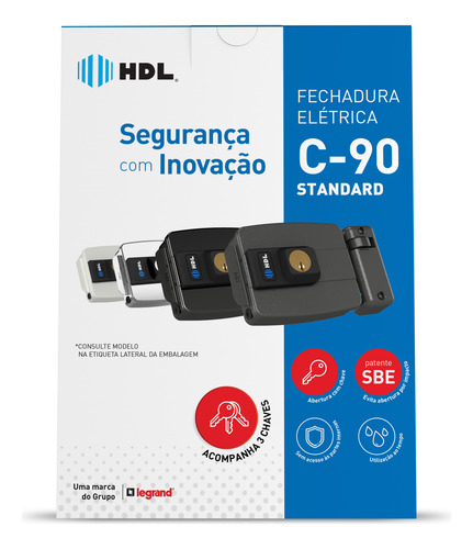 Fechadura Eletrônica C-90 Std Hdl Dupla Cinza Ab P/ Dentro